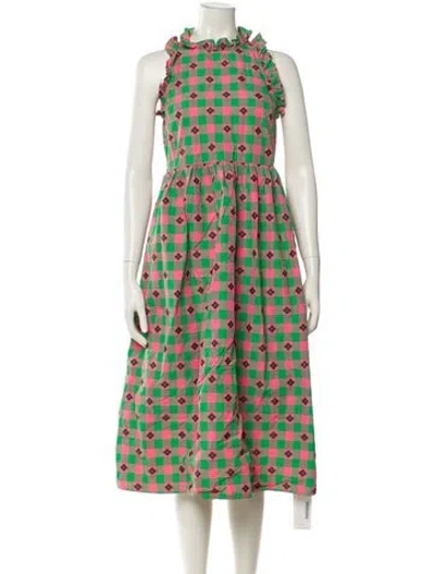 Pre-owned Kate Spade Printed Midi Length Dress In Green