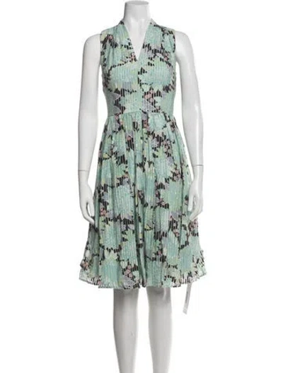 Pre-owned Kate Spade Printed Midi Length Dress In Green