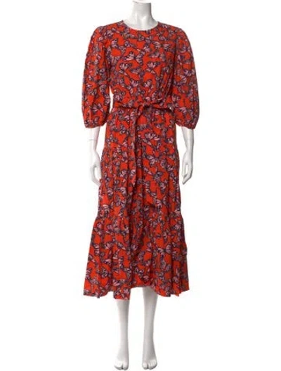 Pre-owned Kate Spade Printed Midi Length Dress In Orange