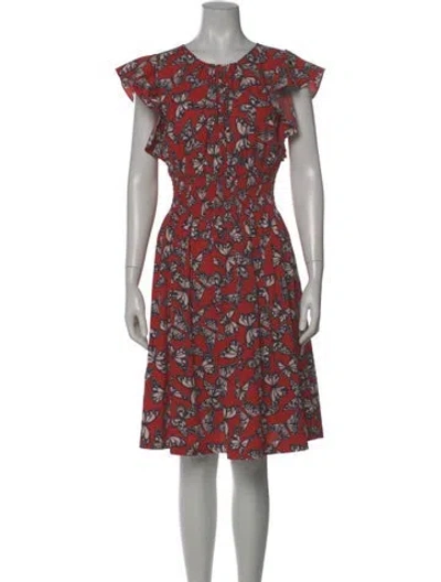 Pre-owned Kate Spade Printed Midi Length Dress In Red
