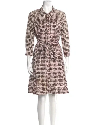 Pre-owned Kate Spade Printed Midi Length Dress In White