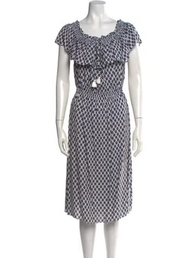 Pre-owned Kate Spade Printed Midi Length Dress In White