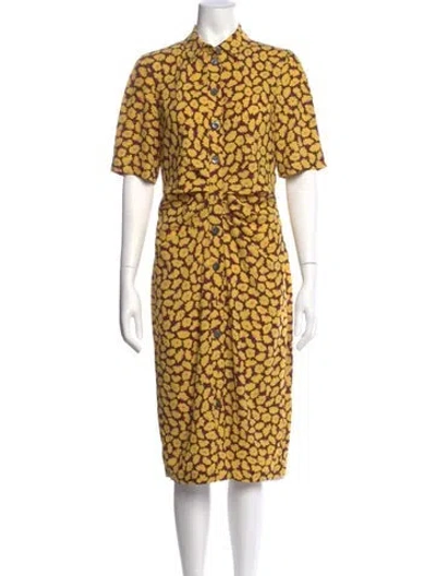 Pre-owned Kate Spade Printed Midi Length Dress In Yellow