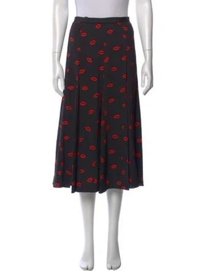 Pre-owned Kate Spade Printed Midi Length Skirt In Black