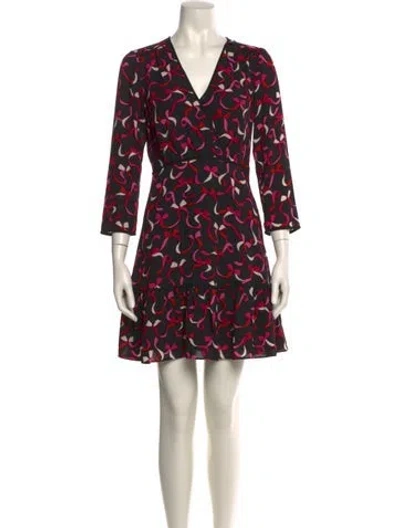 Pre-owned Kate Spade Printed Mini Dress In Black