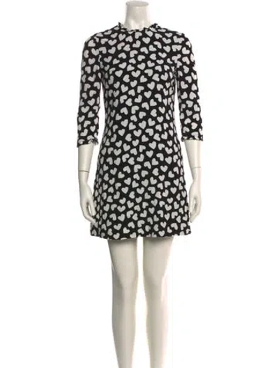 Pre-owned Kate Spade Printed Mini Dress In Black