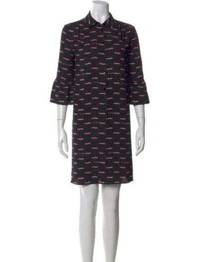 Pre-owned Kate Spade Printed Mini Dress In Black
