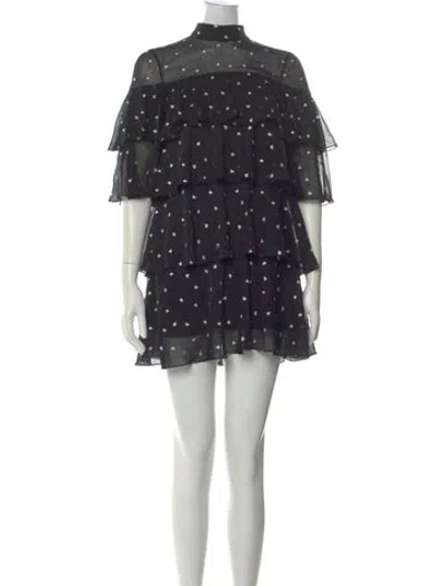 Pre-owned Kate Spade Printed Mini Dress In Black