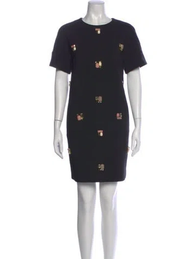 Pre-owned Kate Spade Printed Mini Dress In Black