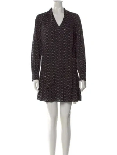 Pre-owned Kate Spade Printed Mini Dress In Black