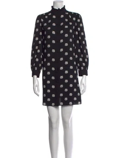 Pre-owned Kate Spade Printed Mini Dress In Black