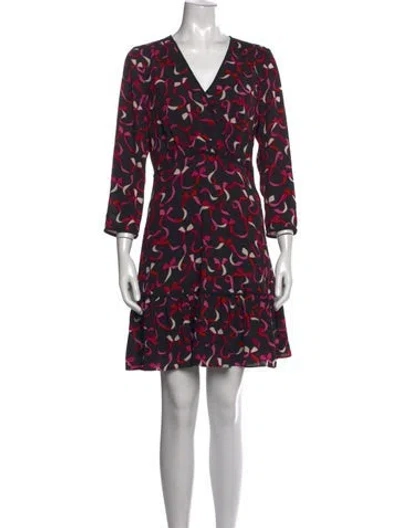 Pre-owned Kate Spade Printed Mini Dress In Black