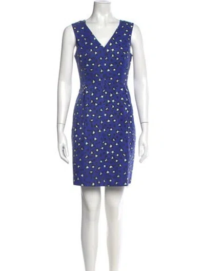 Pre-owned Kate Spade Printed Mini Dress In Blue