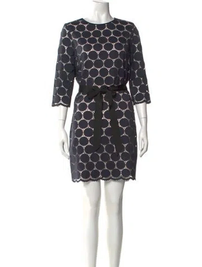 Pre-owned Kate Spade Printed Mini Dress In Blue