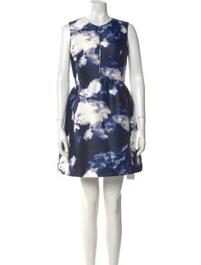 Pre-owned Kate Spade Printed Mini Dress In Blue