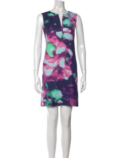 Pre-owned Kate Spade Printed Mini Dress In Blue