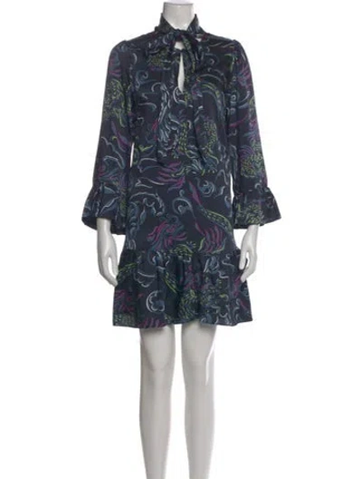 Pre-owned Kate Spade Printed Mini Dress In Blue