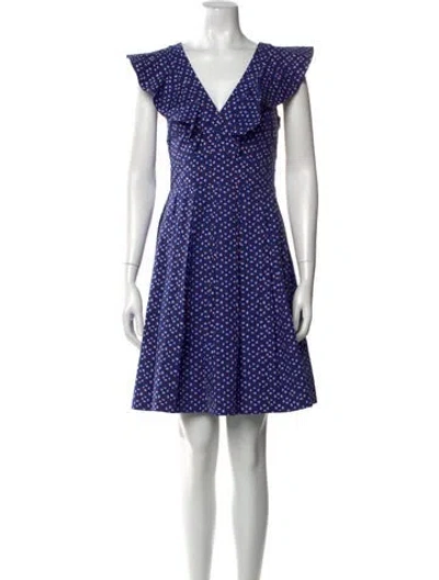 Pre-owned Kate Spade Printed Mini Dress In Blue