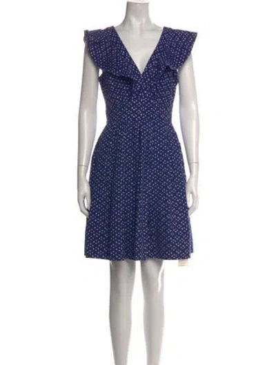 Pre-owned Kate Spade Printed Mini Dress In Blue