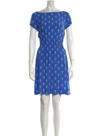 Pre-owned Kate Spade Printed Mini Dress In Blue