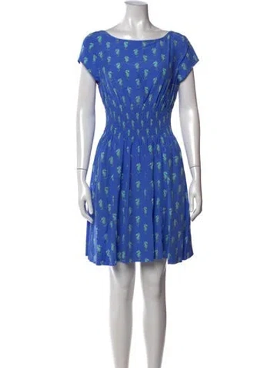 Pre-owned Kate Spade Printed Mini Dress In Blue