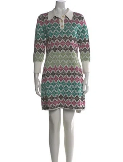 Pre-owned Kate Spade Printed Mini Dress In White