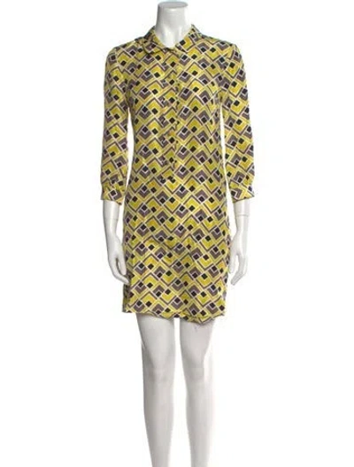 Pre-owned Kate Spade Printed Mini Dress In Yellow