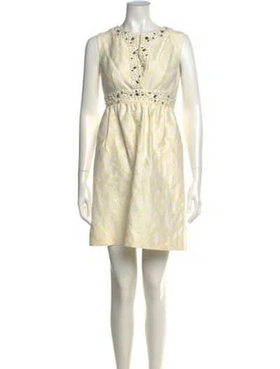 Pre-owned Kate Spade Printed Mini Dress In Yellow