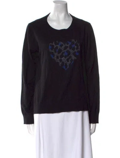 Pre-owned Kate Spade Printed Scoop Neck Sweater In Black