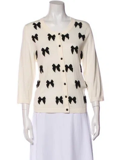 Pre-owned Kate Spade Printed Scoop Neck Sweater In Neutral