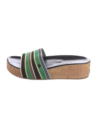 Pre-owned Kate Spade Printed Slides In Black