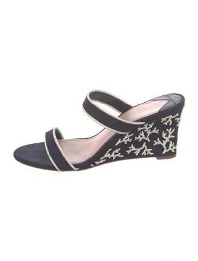Pre-owned Kate Spade Printed Slides In Blue