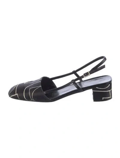 Pre-owned Kate Spade Printed Slingback Pumps In Black