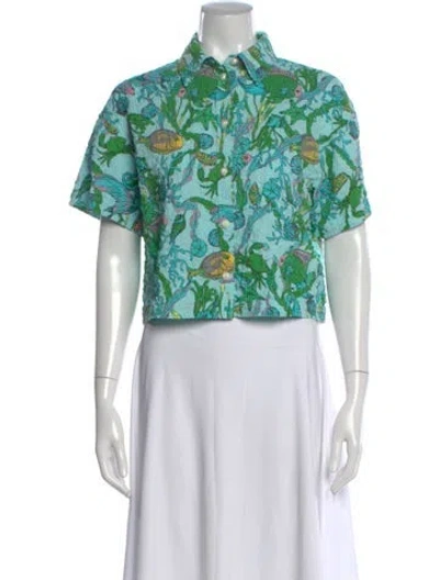 Pre-owned Kate Spade Printed Sweater In Green
