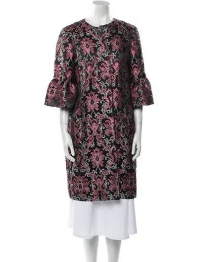 Pre-owned Kate Spade Printed Trench Coat In Black