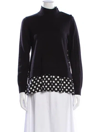 Pre-owned Kate Spade Printed Turtleneck Sweater In Black