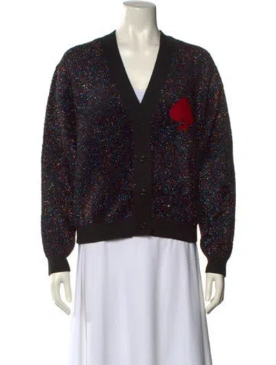 Pre-owned Kate Spade Printed V-neck Sweater W/ Tags In Multi