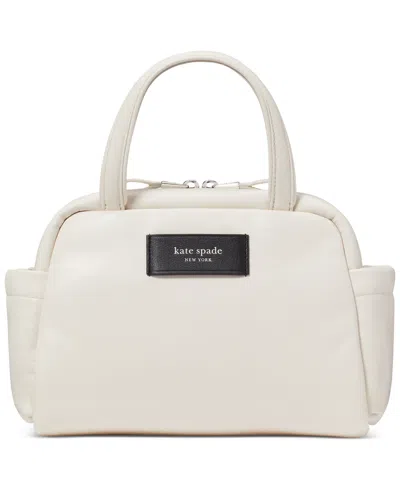 Kate Spade Puffed Smooth Leather Small Satchel In Parchment.