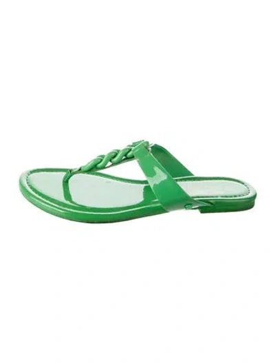 Pre-owned Kate Spade Pvc Chain-link Accents Flip Flops In Green