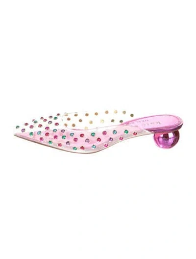 Pre-owned Kate Spade Pvc Graphic Print Mules In Pink