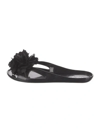 Pre-owned Kate Spade Pvc Ruffle Embellishment Flip Flops In Black