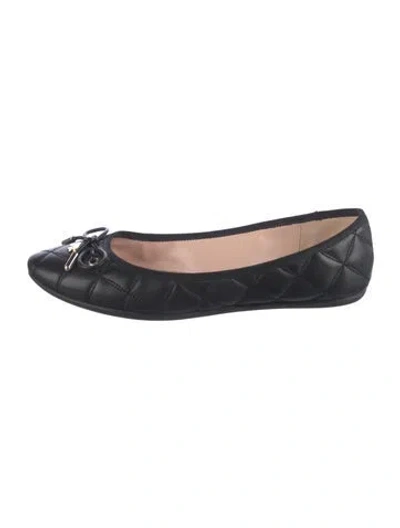 Pre-owned Kate Spade Quilted Pattern Leather Ballet Flats In Black