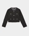 Kate Spade Quilted Pearly-button Jacket In Black