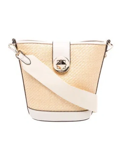 Pre-owned Kate Spade Raffia Bucket Bag In Neutral