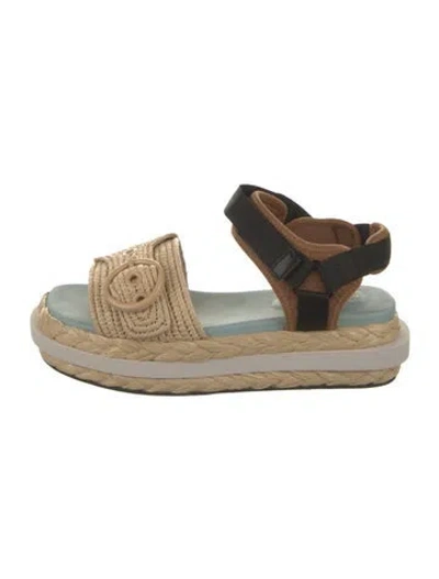 Pre-owned Kate Spade Raffia Colorblock Pattern Espadrilles In Neutral