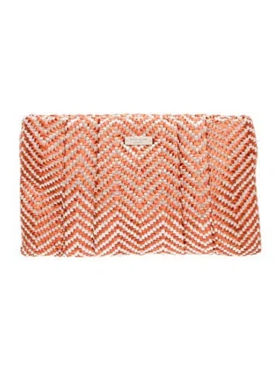 Pre-owned Kate Spade Raffia Evening Bag In Orange