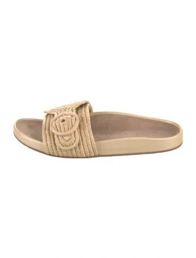 Pre-owned Kate Spade Raffia Patterned Slides In Neutrals