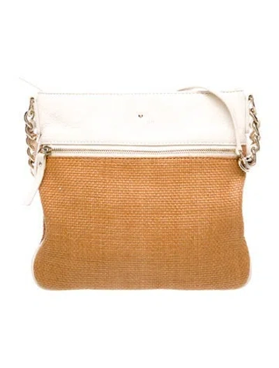 Pre-owned Kate Spade Raffia Portfolio In Neutral