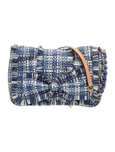 Pre-owned Kate Spade Raffia Shoulder Bag In Blue