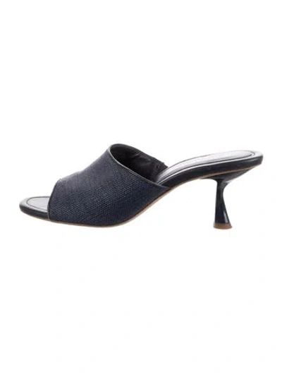 Pre-owned Kate Spade Raffia Slides In Blue